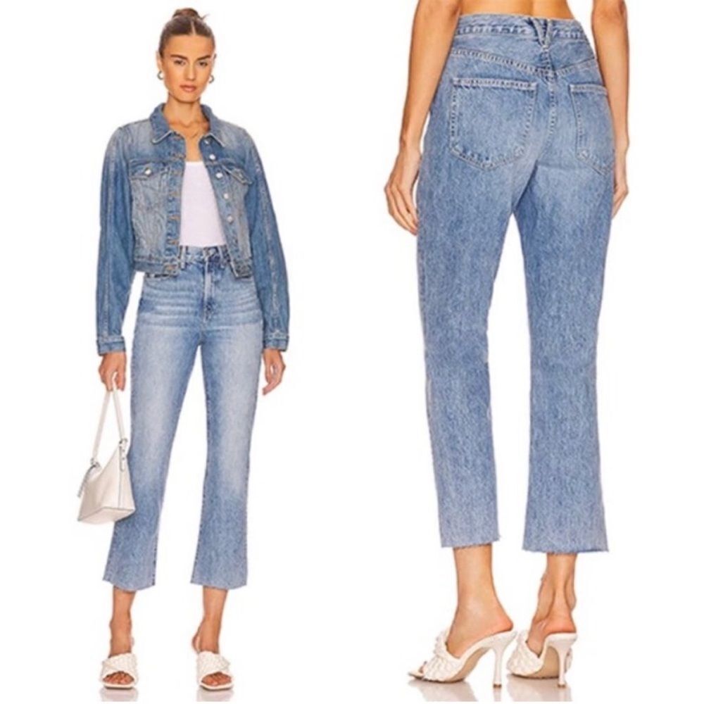 NWT VERONICA BEARD Carly Kick Flare Rigid High Rise Crop Jeans in Pebble Stone